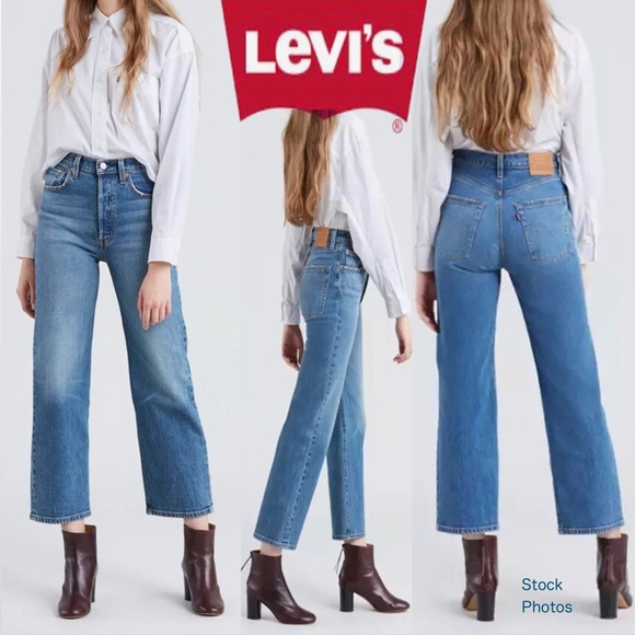 Levi's Denim - LEVI’S Premium Ribcage Straight Ankle Button-Fly Med Wash Jeans (33)